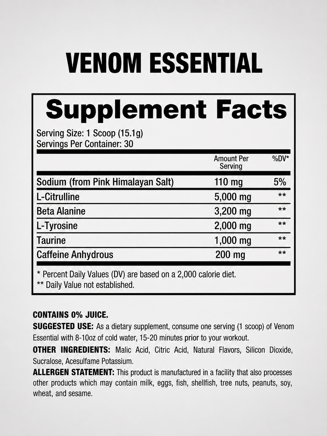 Pre-entreno Venom Essential 30 servicios DRAGON PHARMA